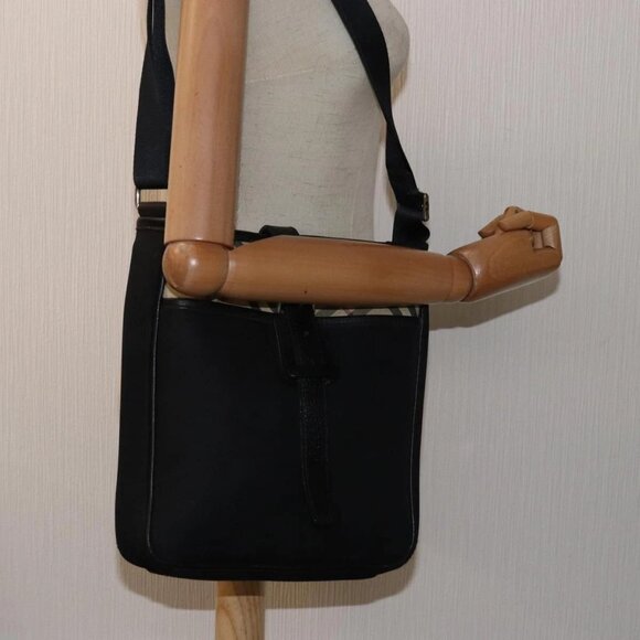 BURBERRY Nova Check Shoulder Bag Nylon Beige Black Auth - Picture 1 of 16